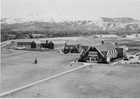 Campus scene, 1950s